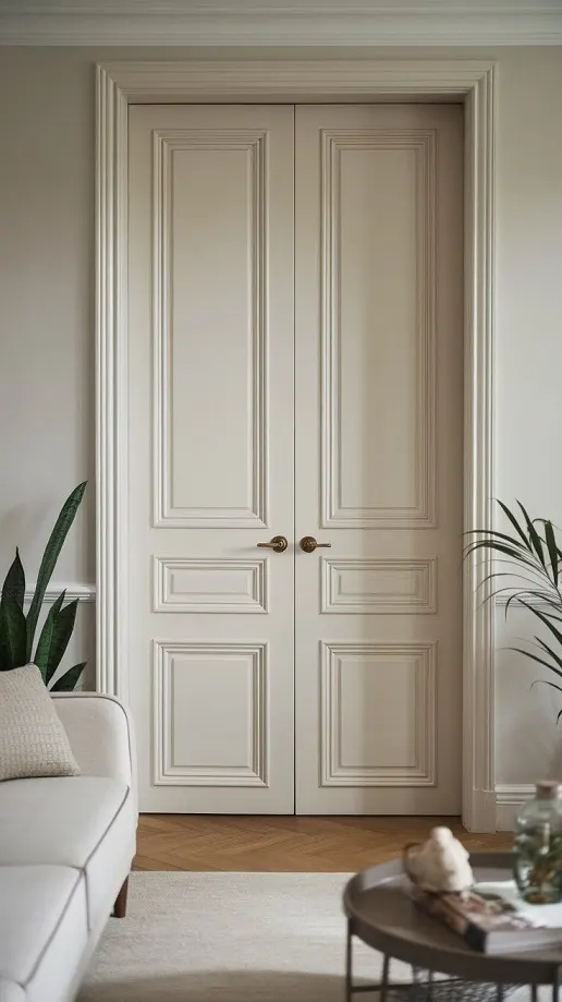 Beyaz Boyalı Çift Kanat İç Kapı – Yüksek Panel, Salon Geçişi